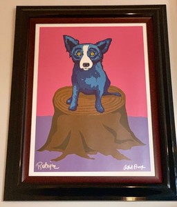Dog On A Stump Restored Original Blue Dog Silkscreen By George