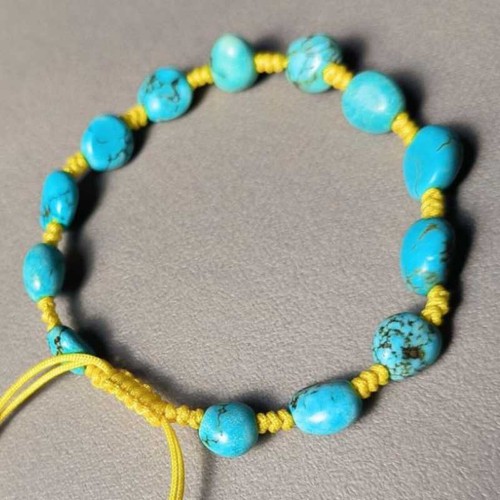 Handcrafted natural turquoise bead braided bracelet Beaded - Picture 5 of 13