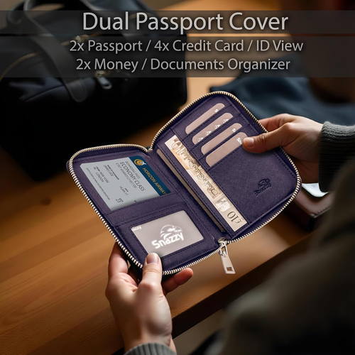 RFID Travel Wallet Passport Holder W/Zipper - Organizer Bag for Travel Documents - Picture 4 of 12