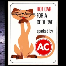 AC Spark Plugs Cool Cat - Original Vintage 60's 70's Racing Decal/Sticker Chevy 