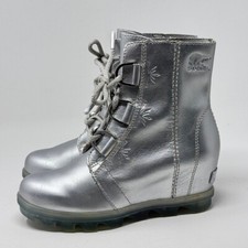 Sorel x Disney Joan of Arctic Wedge Frozen Boots   Silver, Girl  s Size 2