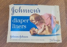 Vintage Cloth Diapers, 70  s Diaper Liners. Johnson  Johnson Sealed 24 Liners