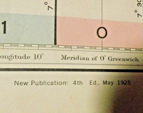 WWII TIME ZONE CHART OF THE WORLD PUBLISHED 1940 - Picture 5 of 6
