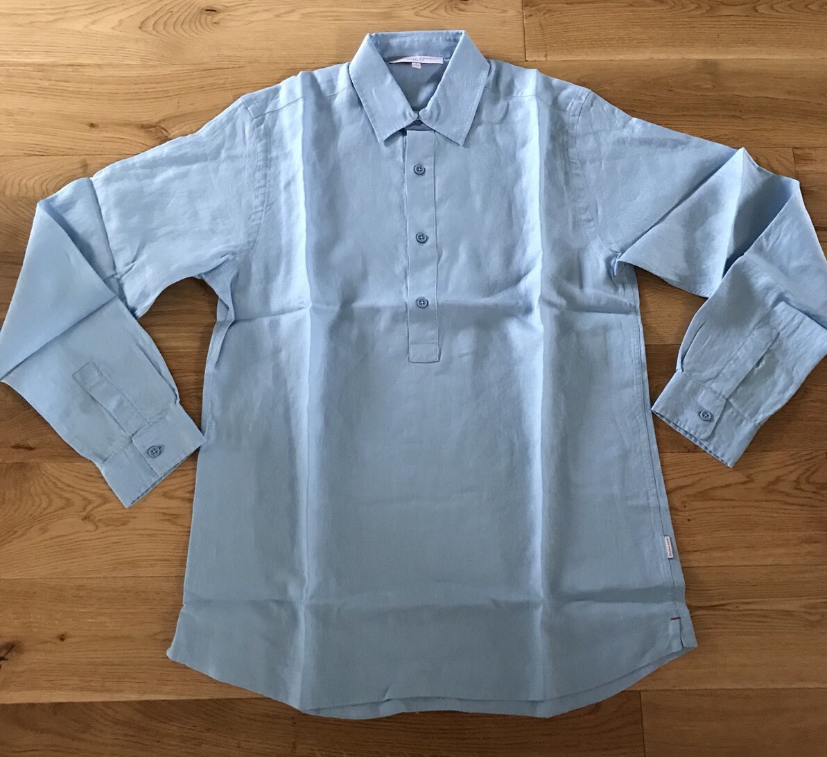 Orlebar Brown Ridley Riviera Long Sleeve Linen Shirt Powder bluee Medium New Orlebar Brown Ridley Riviera Long Sleeve Linen Shirt Powder bluee Medium New