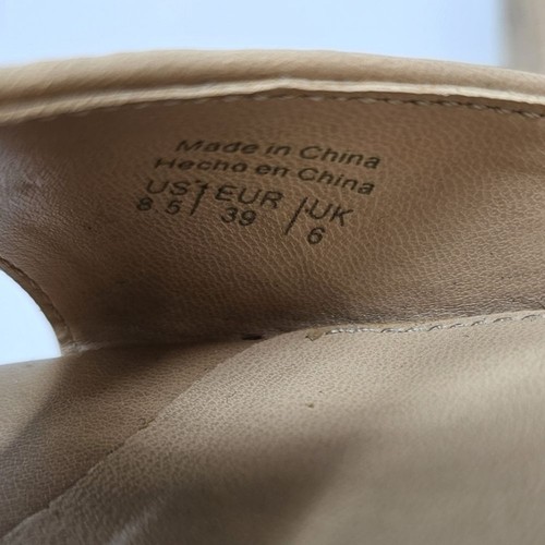 Aldo Unidda Wedge Sandals Tan Leather Ankle Straps Womens Size 8.5 *Small Flaw* - Picture 5 of 11