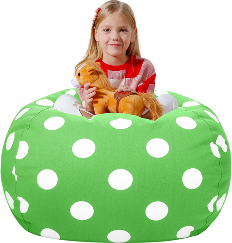 Stuffed Animal Bean Bag Storage Chair (Green Dot, Large (38'')) - Picture 9 of 12