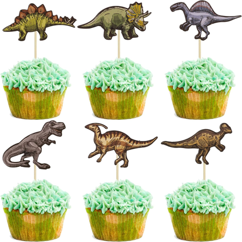 36Pcs Dinosaur Cupcake Toppers Roar Dinosaur Cupcake Picks Dino Cake Decorations