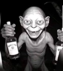 GOLLUM WITH 2 BOTTLES OF BOOZE LOTR FRIDGE MAGNET 4.75" X 3.75"