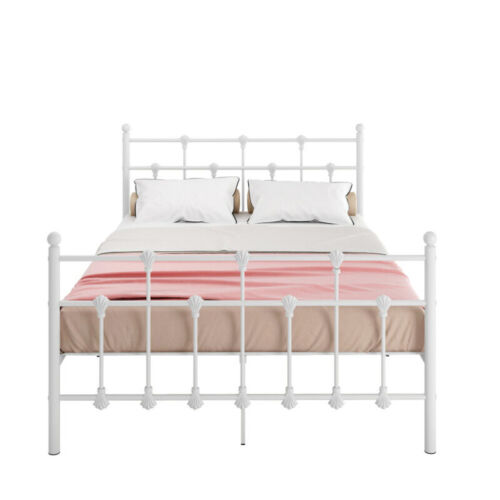 Metal Bed Frame Single Double King Size Black White Bedroom Memory Foam Mattress - Picture 29 of 136