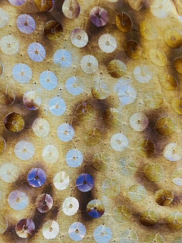 4.25 yd Sequined Yellow Chiffon Leopard Cheetah Dance Costume Fabric Yardage - Picture 7 of 7
