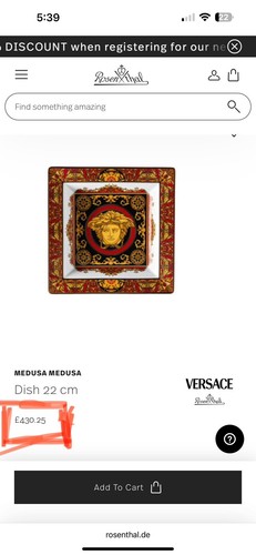 Rosenthal Versace Square Plate - 22cm With Original Packaging And Cert. Card - Picture 5 of 5
