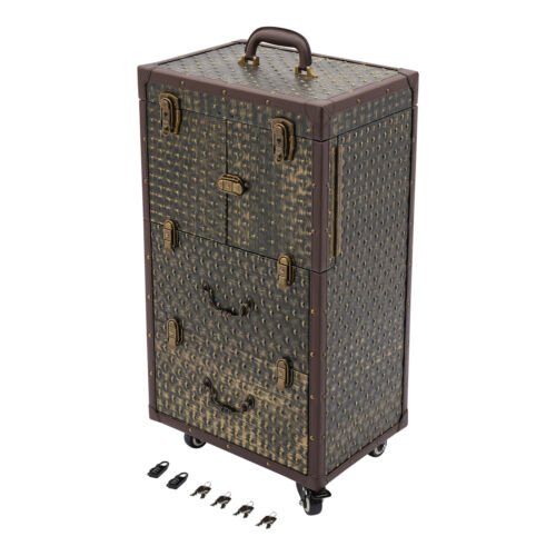 Valigetta treno trucco chiudibile a rullo organizer trolley chiudibile a chiave professionale - Foto 5 di 12