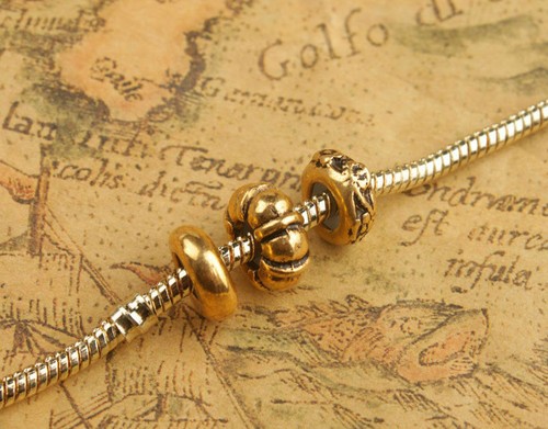 Fabricación de joyas 20 PIEZAS oro envejecido cuentas de tapón mezcladas se adapta a pulsera de dije de 3 mm - Imagen 3 de 3