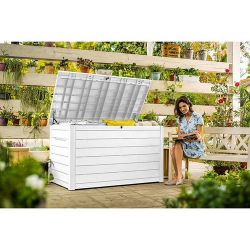 Keter Large 230 Gallon Outdoor Storage Deck Box Patio Weatherproof Resin Plastic - Picture 8 of 13
