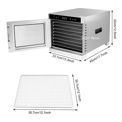 Commercial Food Dehydrator 8 Tray Stainless Steel Fruit Meat Jerky Dryer Timer - Picture 4 of 6