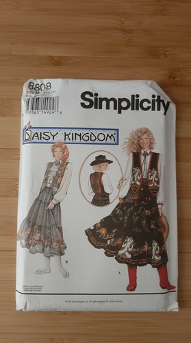 SIMPLICITY 8808 DAISY KINGDOM MISSES SKIRT SASH BLOUSE LINED VEST SZ 12-16 UNCUT