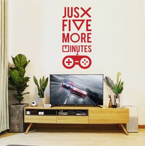 Just Five More Minutes Gamers Quote Wall Sticker Man Cave Room Home Art Vinyl L - Picture 45 of 161