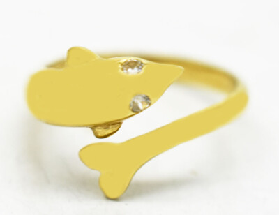 Delfin Zehenring 14K massiv Gelbgold verstellbar - Neu mit Etikett - Made in USA