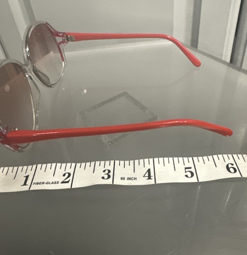 Oversized Women's Sunglasses Vtg Late 80’s 90’s Clear Red Trim Frame Only w/Lens - Picture 7 of 7