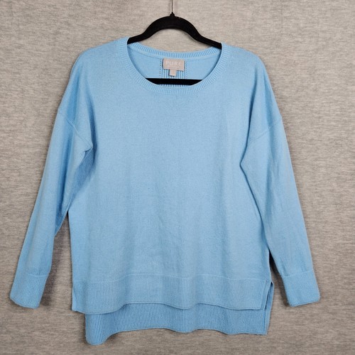 PURE COLLECTION Azure Blue Roun Neck Low-high Cashmere Sweater Size 6 EU 38