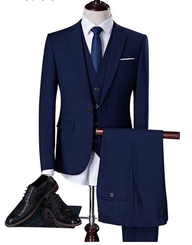 Premium Quality Men's Smart Fit Tuxedo 3 Pieces Suit Dress Wedding Work & Party - Picture 13 of 39