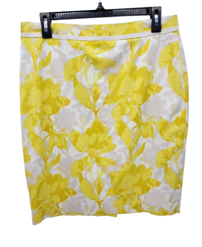Ann Taylor Loft Skirt Womens 10 Yellow White Floral Cottagecore Pencil Straight - Picture 1 of 8