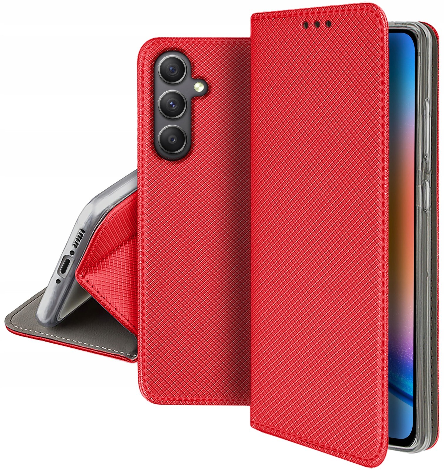 Schutz Hülle SMART MAGNET Flip Case Handy Tasche Etui Rot Für Samsung Galaxy S21