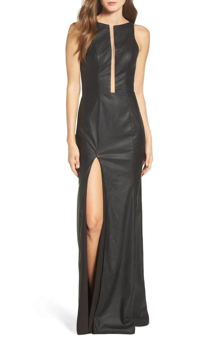 Black leather evening gown 2025