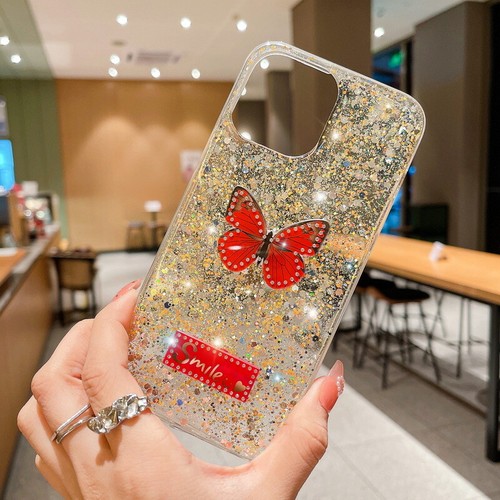 For iPhone 14 13 12 Pro Max 11 Glitter Diamond Butterfly Shockproof Case Cover - Picture 5 of 17