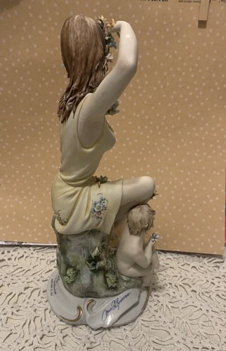 Capodimonte figurine lady woman goddess Italy Mario Alparone flowers cherub - Picture 4 of 12