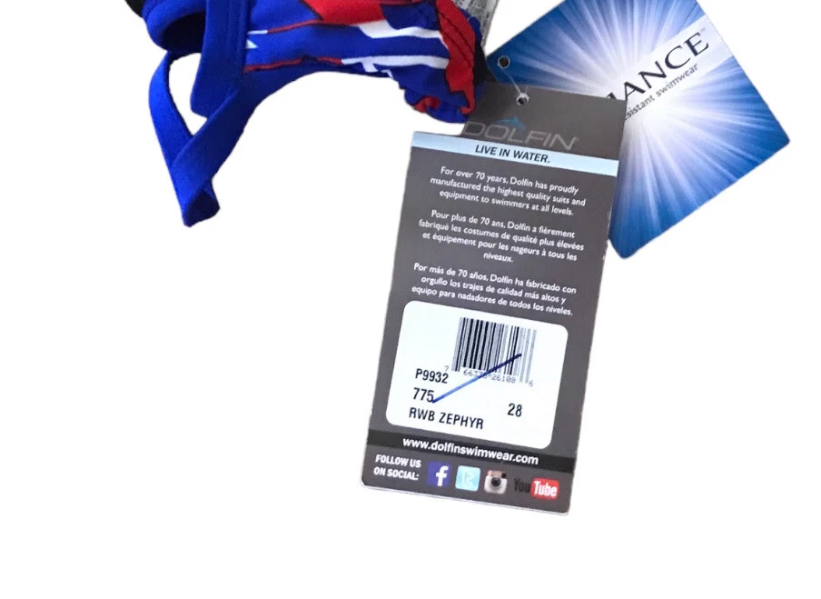 Traje de baño competitivo de una pieza Dolfin talla 28 azul, rojo, blanco, azul Foto 3 de 3