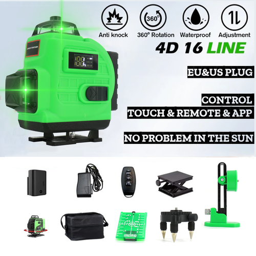 2025 4D 16 Lines Laser Level 360° Green Auto Self Leveling Rotary Cross Measure - Picture 3 of 14