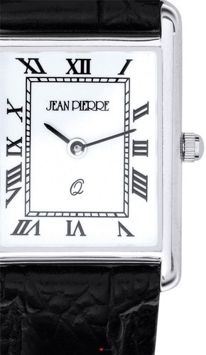 Orologio da polso Donna Argento Sterling Rettangolare Numeri Romani Cinturino in Pelle Nera - Foto 2 di 2