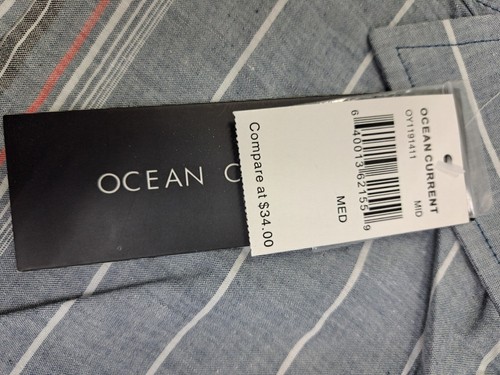 NWT Ocean Current Mens Short Sleeve Button Up Striped Shirt Size Medium #6319 - Picture 6 of 8