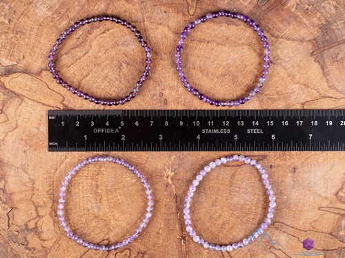 CHEVRON AMETHYST Crystal Bracelet - Round Beads - Birthstone Jewelry, E0607 - Bild 9 von 10