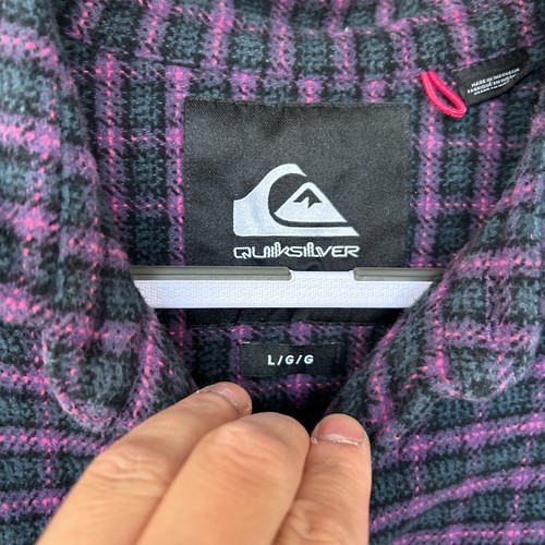 Quiksilver Shirt Mens Large Flannelette Purple/Green Button Up Plaid Long Sleeve - Picture 5 of 10