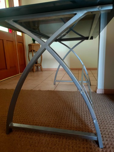 Desk silver metal and black glass (used) in good condition - Picture 5 of 5