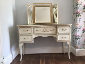 Shabby Chic Louis Vintage Gl Top Kidney Shaped Dressing Table 3 Image Is Loading Shabby Chic Louis Vintage Gl Top Kidney Shaped