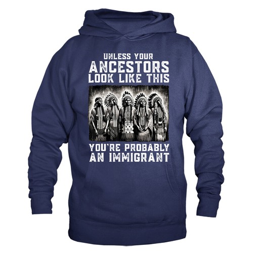 Es sei denn, Ihre Vorfahren sehen so aus. Indianer Grafik Pullover Hoodie - Bild 7 von 10