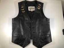 Open Road~Leather Vest~Size Medium~RN 69246~Includes 6 Harley Davidson Pins