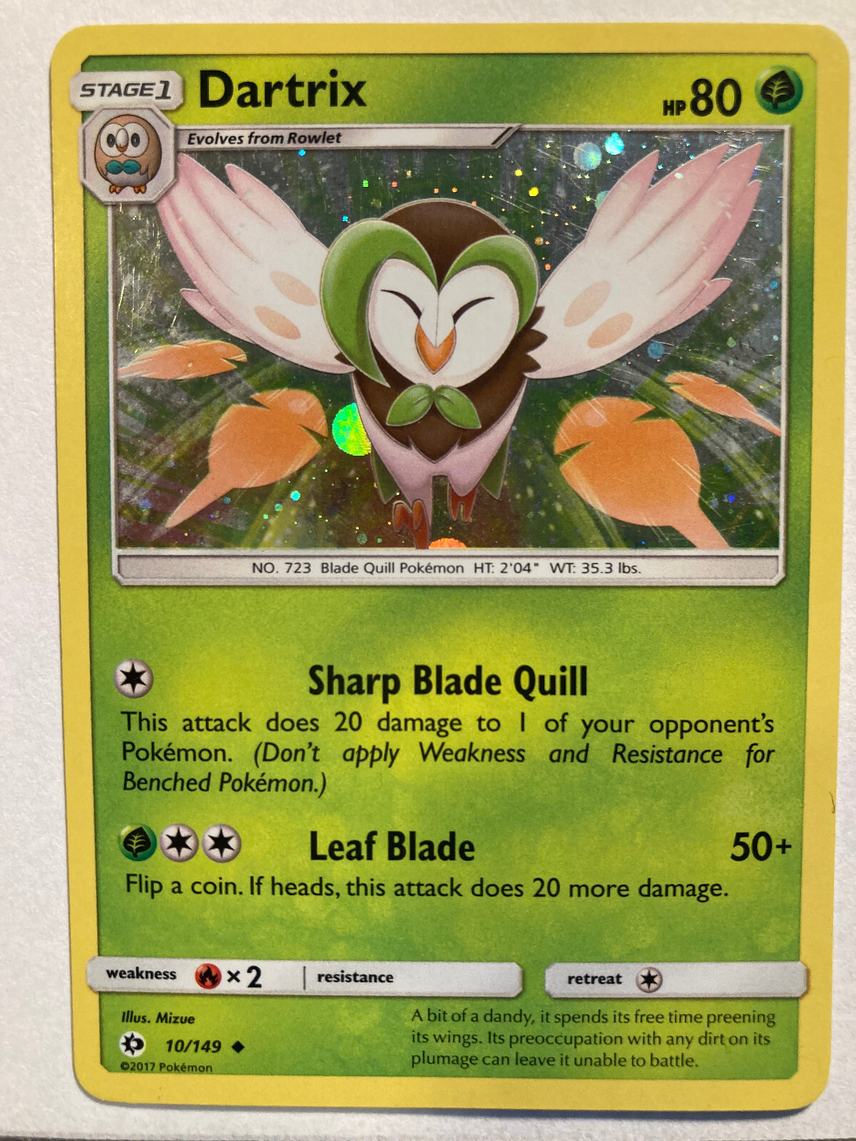 Dartrix 10/149 Sun & Moon - Cosmos Holo - Pokemon - LP