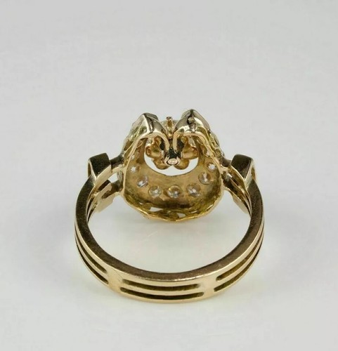 1.95 Ct Round Cut Lab-Created Diamond Horse Shoe Ring 14K Yellow Gold Finish - Picture 4 of 4