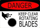 Lawn Mower Danger Rotating Blades Warning Vinyl Sticker Decal Label 70mm x 50mm