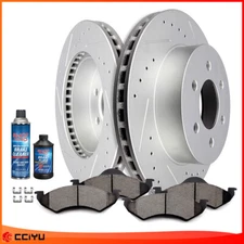 Fits Front Drilled & Slotted Brake Rotors + Ceramic Pads 00-02 Dodge Durango