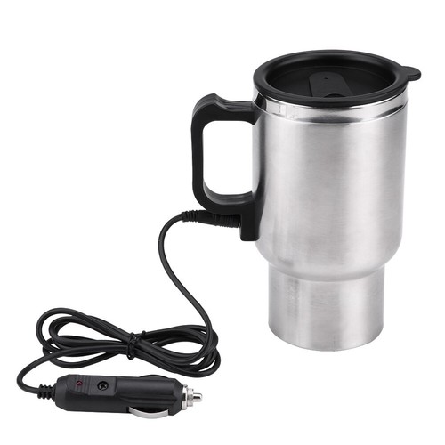 Car Heating Cup 12V 450ml Coffee Tea Maker Vehicle Stainless Steel Mug - Foto 3 di 11