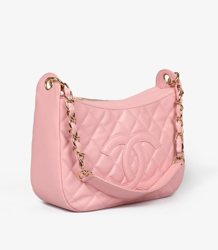 Chanel Pink Quilted Caviar Leather Vintage Timeless Hobo Bag - Picture 3 of 10