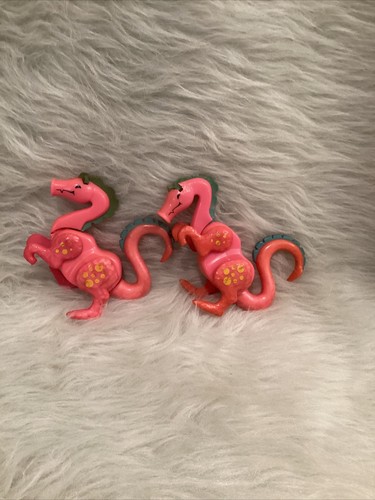 Vtg (2) 1974 Fisher Price Castle Little People #992 Pink Dragon Toys Collectible