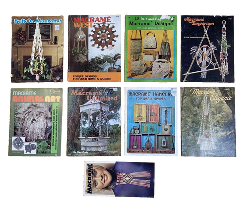 Vintage 1970er Jahre Makramee Magazine in ausgezeichnetem Zustand - Menge 9