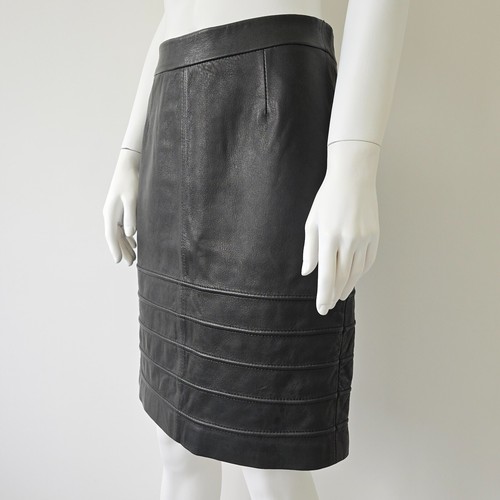 STUNNING WOMENS ALL SAINTS LEATHER PIPE PENCIL SKIRT BIKER ZIP STRAIGHT BLACK 10 - Picture 18 of 24