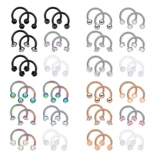 12Pcs 16G Surgical Steel Nose Septum Rings Cartilage Helix Body Piercing Jewelry
